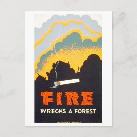  WPA-Poster: "Fire Wrecks a Forest" Briefkaart (Voorkant)