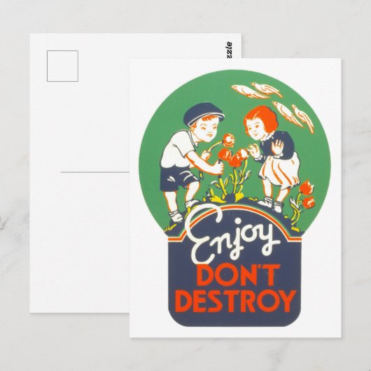  WPA-Poster "Genieten, niet vernietigen" Briefkaart (Voorkant / Achterkant)