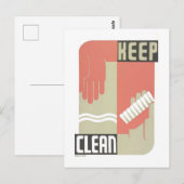 WPA-Poster: "Houd Schoon"Hygiëne Briefkaart (Voorkant / Achterkant)