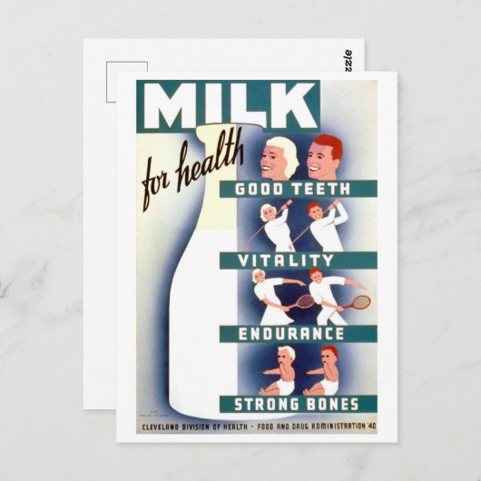  WPA-Poster Melk voor Gezondheid Briefkaart (Voorkant / Achterkant)