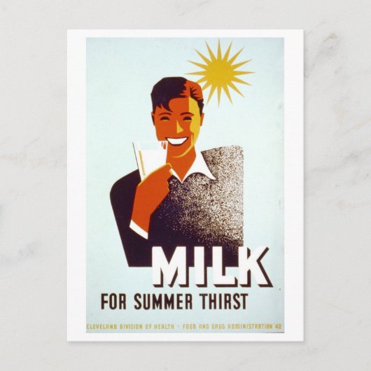  WPA Poster Milk voor Zomerdorst Briefkaart (Voorkant)