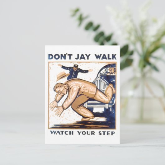 WPA-Poster: Niet Jaywalk. Let op je stap Briefkaart (Staand voorkant)