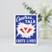  WPA-Poster: "Onzorgvuldig praten kost levens" Briefkaart (Staand voorkant)