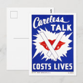  WPA-Poster: "Onzorgvuldig praten kost levens" Briefkaart (Voorkant / Achterkant)