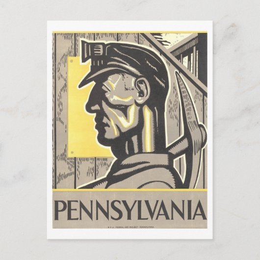 WPA-Poster: Pennsylvania Coal Miner Briefkaart (Voorkant)