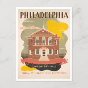  WPA-Poster Philadelphia Carpenters' Hall Briefkaart
