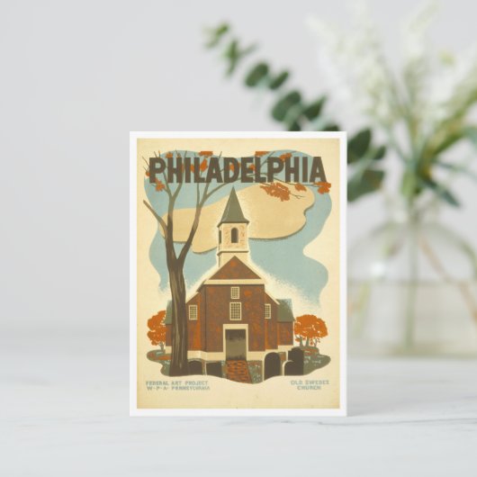 WPA-Poster Philadelphia Old Swedes Church Briefkaart (Staand voorkant)