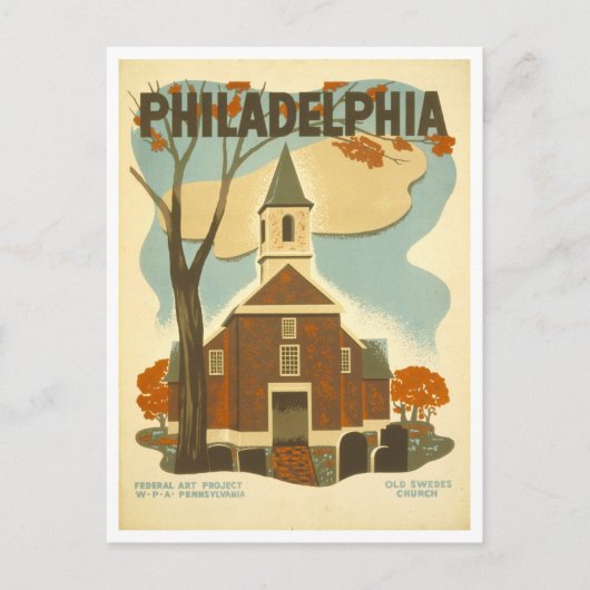  WPA-Poster Philadelphia Old Swedes Church Briefkaart (Voorkant)