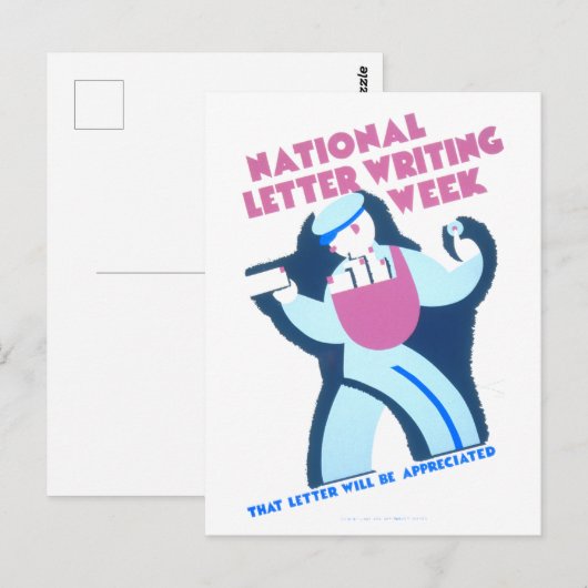  WPA-Poster voor Letter-Writing Week Briefkaart (Voorkant / Achterkant)