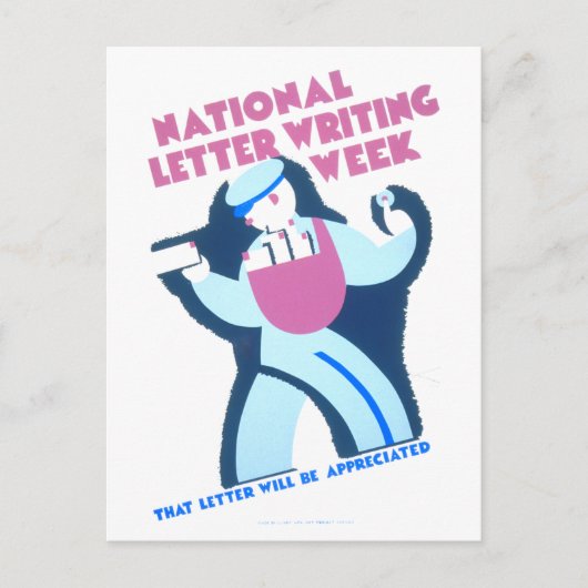  WPA-Poster voor Letter-Writing Week Briefkaart (Voorkant)