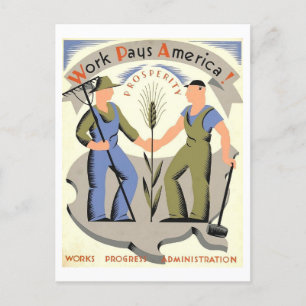  WPA-Poster "Werk betaalt Amerika" Briefkaart