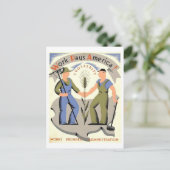  WPA-Poster "Werk betaalt Amerika" Briefkaart (Staand voorkant)