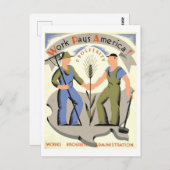  WPA-Poster "Werk betaalt Amerika" Briefkaart (Voorkant / Achterkant)
