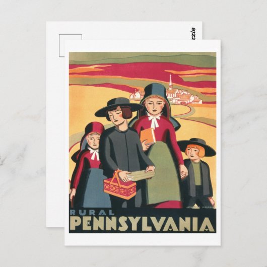  WPA-reisposter Landelijk Pennsylvania Briefkaart (Voorkant / Achterkant)