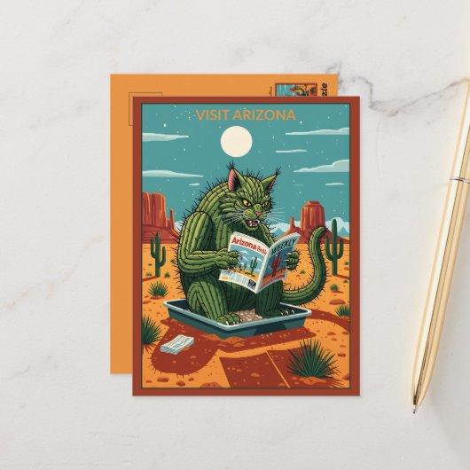 WPA stijl grappig bezoek Arizona Briefkaart (Voorkant / Achterkant in situ)