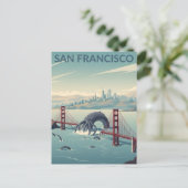WPA‑stijl San Francisco Cryptid Briefkaart (Staand voorkant)