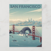 WPA‑stijl San Francisco Cryptid Briefkaart (Voorkant)