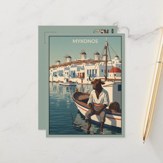 WPA Thema Mykonos Briefkaart (Voorkant / Achterkant in situ)