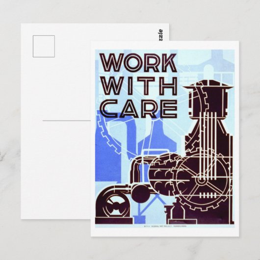 WPA "Werk met Zorg" Poster Briefkaart (Voorkant / Achterkant)