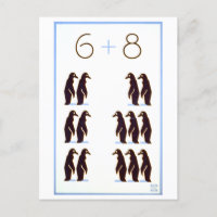WPA-Wiskunde Poster: 6 + 8 pinguïns