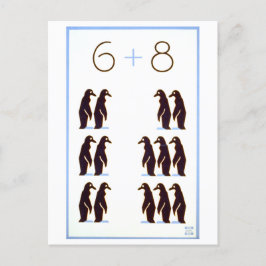  WPA-Wiskunde Poster: 6 + 8 pinguïns Briefkaart