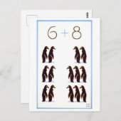 WPA-Wiskunde Poster: 6 + 8 pinguïns Briefkaart (Voorkant / Achterkant)