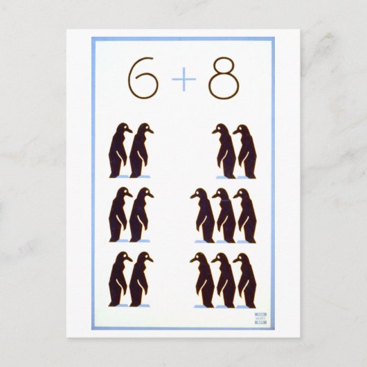 WPA-Wiskunde Poster: 6 + 8 pinguïns Briefkaart (Voorkant)
