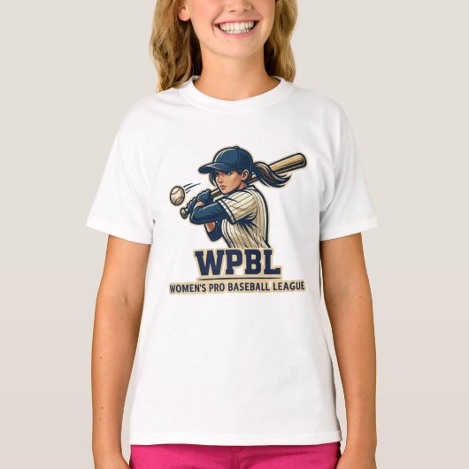 WPBL Vrouwen Professioneel Baseball League Mascott T-shirt (Voorkant)