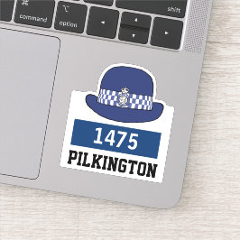 WPC Politie-Pet met naam en nummerkiezer Sticker