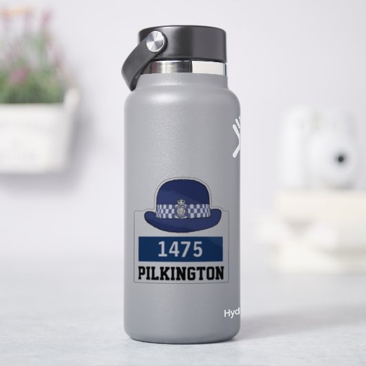 WPC politiepet met naam en nummer Sticker (HydroFlask)