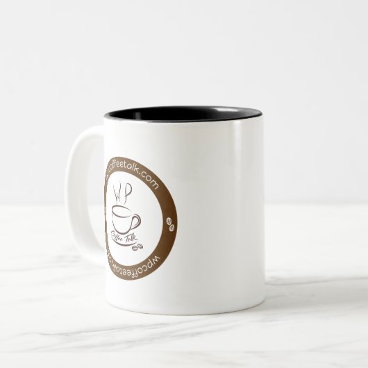WPCoffeeTalk-Mok (Logo aan beide zijden) Tweekleurige Koffiemok (Voorkant links)