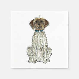WPG Wirehaired Pointing Griffon Dog Art Waterverf Servet