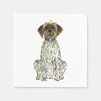WPG Wirehaired Pointing Griffon Dog Art Waterverf Servet