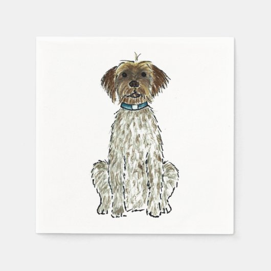 WPG Wirehaired Pointing Griffon Dog Art Waterverf Servet (Voorkant)