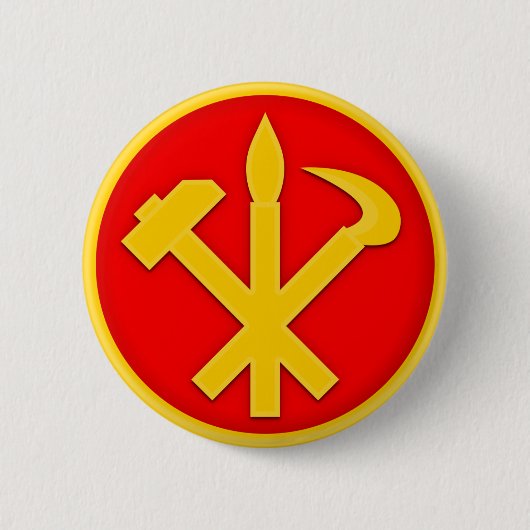 WPK-Arbeiderspartij Noord-Korea Embleem Ronde Button 5,7 Cm (Voorkant)