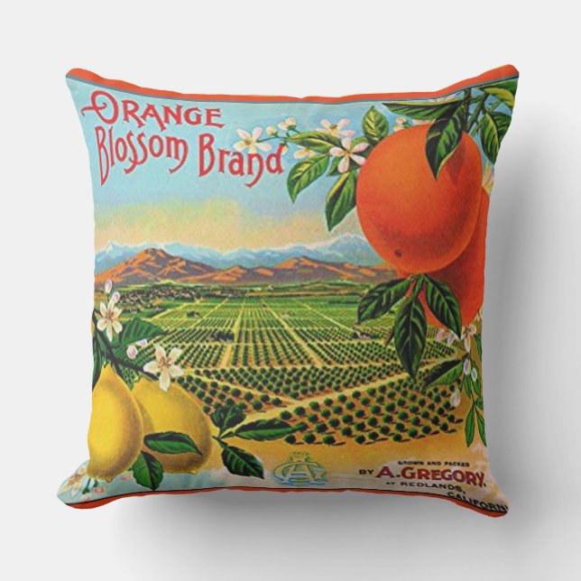 WQ PILLOW LG : Oranje Blossom-label Buitenkussen (Voorkant)