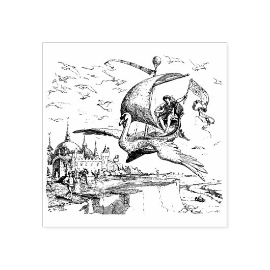 WQ RUBBER STEMPEL: Magische Vliegende Zwanenboot Rubberstempel (Afrduk)