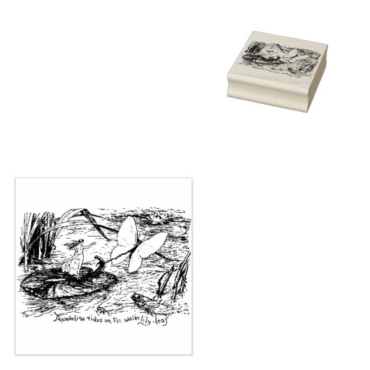 WQ RUBBER STEMPEL: Thumbelina Rides op Lily pad Rubberstempel (Gestempeld)