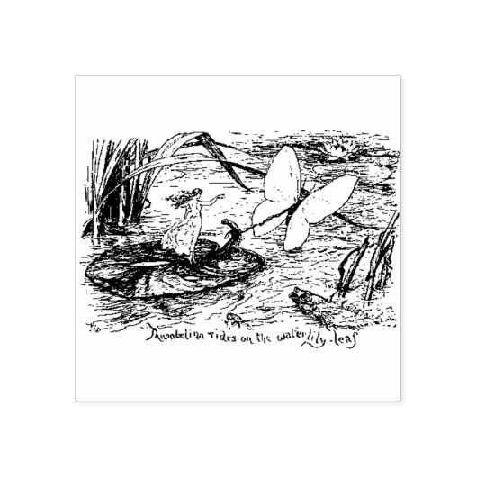 WQ RUBBER STEMPEL: Thumbelina Rides op Lily pad Rubberstempel (Afrduk)