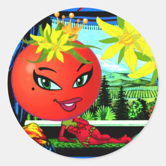 WQ STICKER #2: Queen Saucy Tomato. (Voorkant)