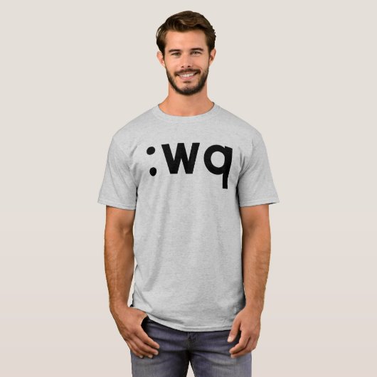 :wq - Zwarte tekst voor Vi/Vim-gebruikers T-shirt (Voorkant volledig)