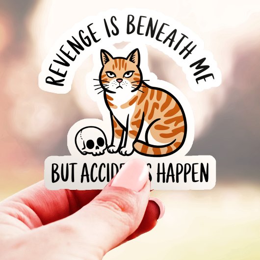 Wraak is beneden mij kat vinyl sticker