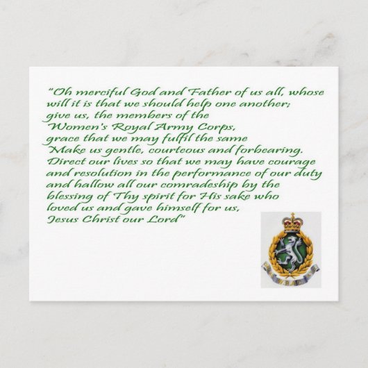 WRAC-Briefkaart Briefkaart (Voorkant)