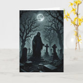 Wraith op het kerkhof Halloween Kaart (Gele Bloem)