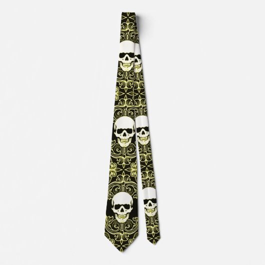 Wraithe Gentlemen's Gold Reaper Gothic Silk Stropd Stropdas (Voorkant)