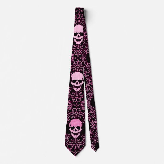 Wraithe roze gothic Skulls Gentleman's Stropdas (Voorkant)