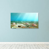 Wrak met schip in fles canvas afdruk (Insitu (Houten vloer))