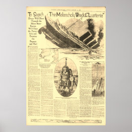 Wrak van de Lusitania Krant  Poster