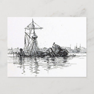 Wrak van de U.S. Maine Briefkaart