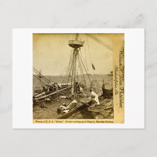 Wrak van de VS Maine, duikers komen op Briefkaart (Voorkant)